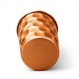 Verre en cuivre martelé pour l'eau potable |   Tasse en cuivre artisanale de qualité supérieure, design traditionnel fait main, logo personnalisé | - Product Image 3