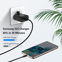 Cargador de Carga Súper Rápida USB Tipo-C de 25 W con Enchufe del Reino Unido y Certificación UKCA para Samsung S21 para iPhone OTG OVP para Uso con Cámara y Auriculares