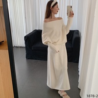 Ensemble pull ample à col roulé et manches chauve-souris décontracté pour femme avec jupe longue – Élégant et confortable pour l'automne et l'hiver