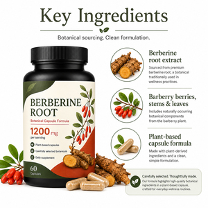 OEM/ODM Best-Selling Berberine HCl Capsules Herbal Supplement Black Pepper Extract Low-Carb Dietary Supplement Improve Immunity - Product Image 4