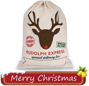 <strong>Christmas</strong> Santa Sacks <strong>Large</strong> Size 24.8 by 17.7 Inch Personalized Burlap Cotton Xmas <strong>Gifts</strong> <strong>Bags</strong> with Drawstring for Kids - Product Image 2