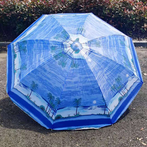 Rainproof Beach Outdoor Polyester Manual 8 Ribs Sunshade Umbrella with Printed Logo for Patio and Event Stall Advertising