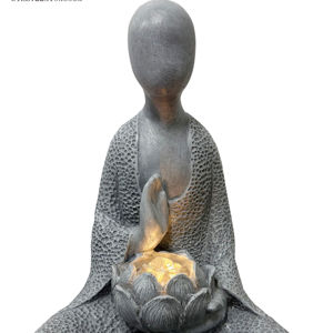 <span class=keywords><strong>Fontaine</strong></span> d'eau en polyrésine <span class=keywords><strong>Bouddha</strong></span>, faite à la main, peinte à la main, avec lumières LED - Product Image 1