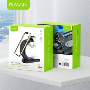 BAVIN卸売PC1071 6 in 1 USB15W急速充電タイプcケーブル付きワイヤレス充電器