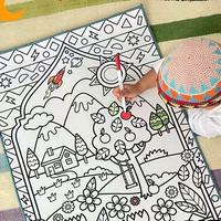 Tapis de prière islamique en polyester doux et colorable pour enfants - Cadeau pour le Ramadan et l'Aïd, utilisation en intérieur