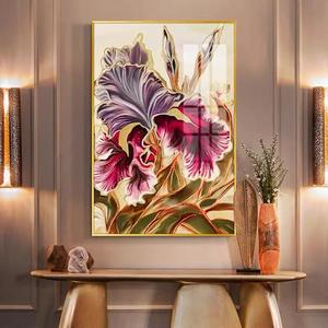 Arte moderna fiori parete <span class=keywords><strong>artista</strong></span> soggiorno decorazione parete vetro parete cristallo porcellana pittura - Product Image 5