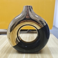 Vase en céramique douce haut de gamme pour salon, vase nordique doré, ornements