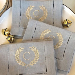 Khăn ăn lanh tùy chỉnh thêu chữ lồng bông khăn ăn bên đám cưới Miệng vải khăn ăn bảng - Product Image 6