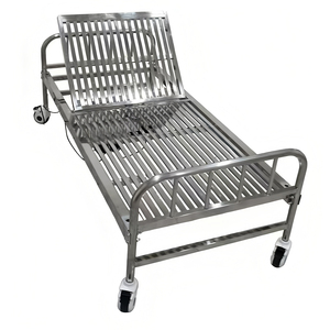 Cama <span class=keywords><strong>de</strong></span> Hospital Individual <span class=keywords><strong>de</strong></span> Acero Inoxidable <span class=keywords><strong>de</strong></span> Alta Resistencia con Respaldo Eléctrico Ajustable, Sistema <span class=keywords><strong>de</strong></span> Elevación Eléctrico y Ruedas Móviles - Product Image 2