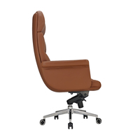 Fauteuil de bureau exécutif traditionnel en cuir à dossier haut, réglable en hauteur, mécanisme multifonctionnel, base en aluminium, PU – Vente en gros