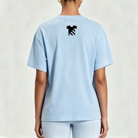 T-shirt OEM de haute qualité pour hommes et femmes, 100% coton, bleu, impression sérigraphique, manches courtes, uni, doux, confortable, vêtements, tee-shirt