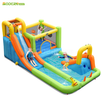Toboggan gonflable commercial combiné humide et sec avec château gonflable pour château gonflable