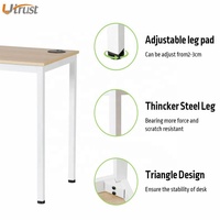Bureau d'ordinateur flexible personnalisé de haute qualité, en forme de C, support d'écriture et d'art, avec pieds blancs en teck