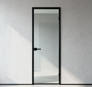 Fabricant de portes en verre dépoli avec cadre en aluminium noir sur mesure, portes à battants pour salle de bain, cuisine, style moderne - Product Image 4