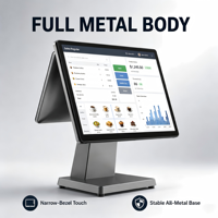 Mesin Kasir Layar Ganda 15,6 Inci yang Dapat Disesuaikan, Sistem POS Windows All-in-One Layar Sentuh, Terminal POS Point of Sale