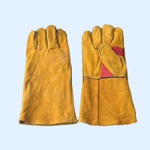 Gants de soudage flexibles à pouce droit en cuir de vachette croûte doré, doublés coton, 10,5 pouces, pas chers, marque HK, importés directement des États-Unis - Product Image 2