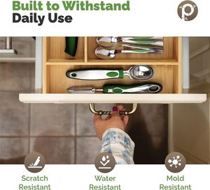 Organizador de cubiertos de bambú para cajones de cocina, bandeja organizadora de bambú con divisores ranurados para cajones de cocina - Product Image 3