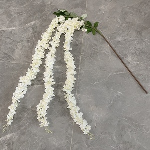 Gambo lungo bianco 3 rami fiori di glicine artificiali soffitto pendente fiori di ortensie per il matrimonio - Product Image 3