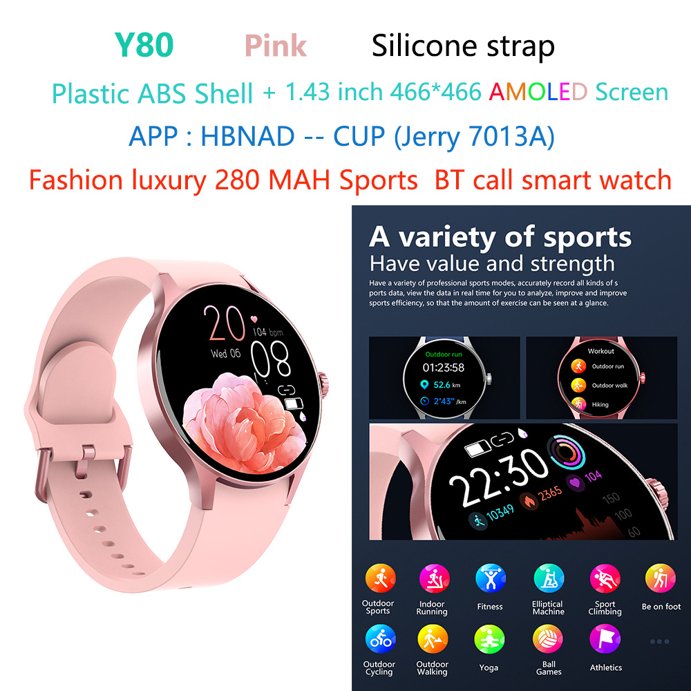 Orologio intelligente di lusso Y80-AMOLED rosa