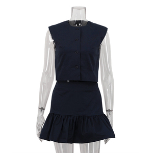 Haut et minijupe coton <span class=keywords><strong>rouge</strong></span> <span class=keywords><strong>2</strong></span> <span class=keywords><strong>pièces</strong></span> été mini jupe ensembles femmes - Product Image 6