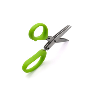Three Layer Stainless Steel <b>Kitchen</b> <b>Scissors</b> Green Handle For Chopping Scallions Seaweed Baby Food Home Use - Product Image 2