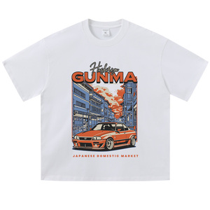 T-shirt en coton à manches courtes QIANXI style rétro urbain, couleur unie, coupe ample, respirant, anti-humidité, col rond, unisexe, tendance - Product Image 1