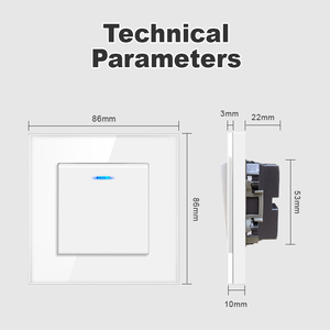 Interruptor de Luz de Pared de <span class=keywords><strong>1</strong></span> Vía y <span class=keywords><strong>2</strong></span> Posiciones con Indicador LED Panel de Vidrio Templado de Cristal de Lujo - Product Image 2