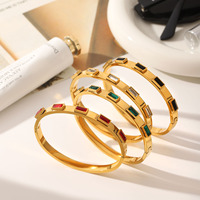 KITI Geometrisches Baguette CZ Armreif PVD 18K Gold Edelstahl Luxus Stapelbarer Schmuck für Frauen