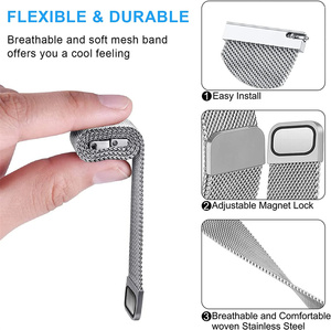 Correa de Repuesto Magnética de Acero Inoxidable para Hombre y Mujer, Correa de <span class=keywords><strong>Malla</strong></span> Milanesa para <span class=keywords><strong>Xiaomi</strong></span> Watch <span class=keywords><strong>5</strong></span>, Pulsera de Metal - Product Image 6