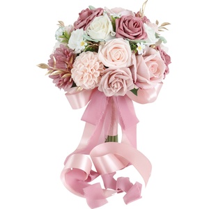 Bellissimo Bouquet da Sposa in Seta con Rose Artificiali, Fiore Portatile per Foto, per Interni/Esterni, Transfrontaliero - Product Image 5