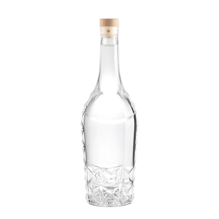 China Lieferant kunden spezifischer Druck 500ml Standard transparente Super Flint Glasflaschen für Whisky