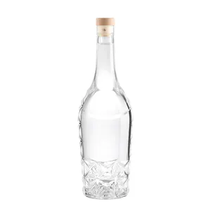 China Lieferant kunden spezifischer Druck 500ml Standard transparente Super Flint Glasflaschen für Whisky