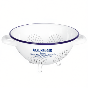 KARL KRGER <b>Colander</b> Husum White With Blue Rim 30 Cm <b>Strainer</b> For Kitchen Use - Product Image 2