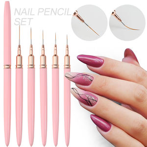 5 pièces/ensemble ongles doublures brosse 7/9/11/15/25MM UV Gel ongles <span class=keywords><strong>stylo</strong></span> Kits français rayure ligne peinture dessin <span class=keywords><strong>manucure</strong></span> outils ongles fournitures - Product Image 4