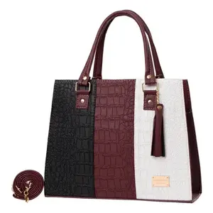 Bolso Casual para Mujer Fana Irma, Color Vino, Negro y Blanco, Marco Geométrico, PU, Gran Capacidad, para Playa - Product Image 1