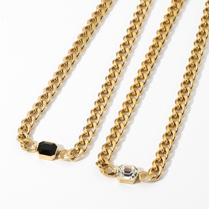 Vnox-collier ras du cou de style punk en acier inoxydable pour homme et femme, chaîne à maillons cubain, collier <span class=keywords><strong>avec</strong></span> <span class=keywords><strong>diamant</strong></span>, nouveau, style punk 14k, polissage or - Product Image 2
