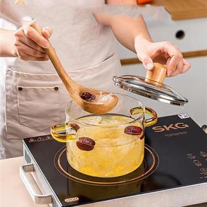 ストーブトップファイア用のカスタマイズされた厚く透明な二重耳ハンドルガラス調理鍋 - Product Image 3