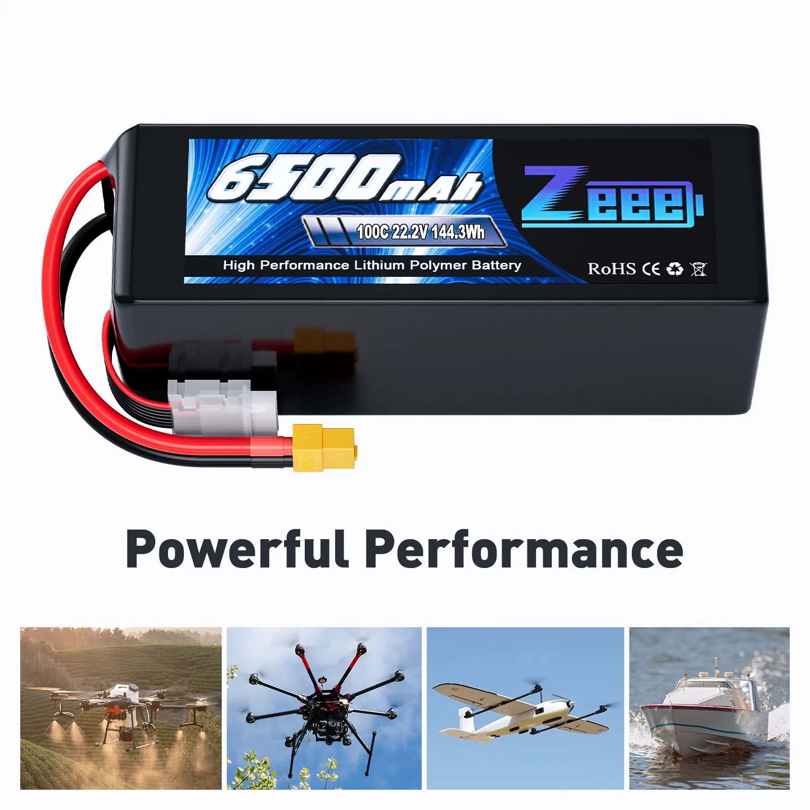 FPV-Batterie 6S 22,2 V 6500 mAh Lipo-Batterie 100C mit XT60 für FPV in Russland auf Lager landwirtschaftlich