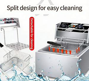 <span class=keywords><strong>Friteuse</strong></span> électrique professionnelle à deux cuves 6L+6L en acier inoxydable <span class=keywords><strong>3000W</strong></span> avec thermostat progressif, facile à nettoyer - Product Image 6