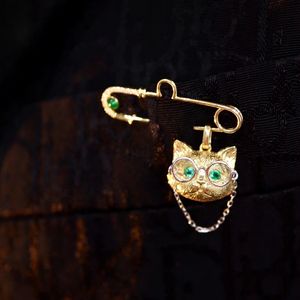 Xinfly Bijoux Personnalisés Accessoires de Mode Pendentif et Broche en Or Fin 18K Forme Chat Émeraude Naturelle - Product Image 1