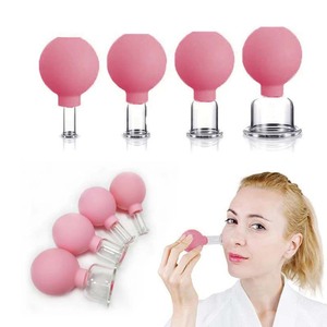 Set di coppette in <span class=keywords><strong>vetro</strong></span> 4 pz per il viso con <span class=keywords><strong>tendine</strong></span> facciali e occhi in Silicone per aspiratore per tazze per terapia di coppettazione - Product Image 2