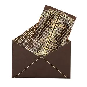 India Style Invitation Cards Custom Print Luxury Laser Cut Wedding Invitations with Envelope