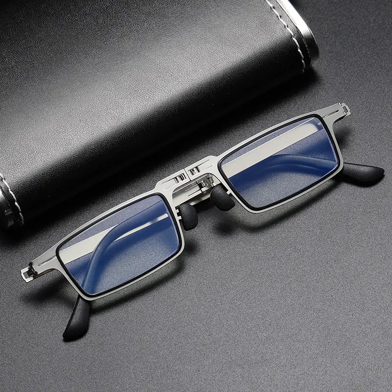 Rechthoek Blauw Licht Blokkeren Bril Eyewear Brillen Frame Opklapbaar Recept Vintage Computer Leesbril Vrouwen Mannen