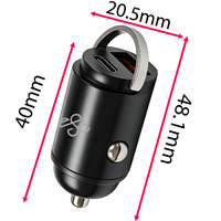 Chargeur de voiture compact mini très vendu, adaptateur portable double port USB-A+USB-C pour iPhone Samsung Huawei