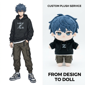 Poupée en <span class=keywords><strong>peluche</strong></span> humanoïde personnalisée, jouet de personnage d'anime doux, du design 2D à la réalité 3D, OEM ODM, faible MOQ, cadeau pour événement d'entreprise, vente en gros - Product Image 2