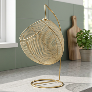 Petit détail, grand impact, Jaffsexports, panier en fil métallique moderne, fait main, écologique, durable, bol de service décoratif, finition dorée - Product Image 3