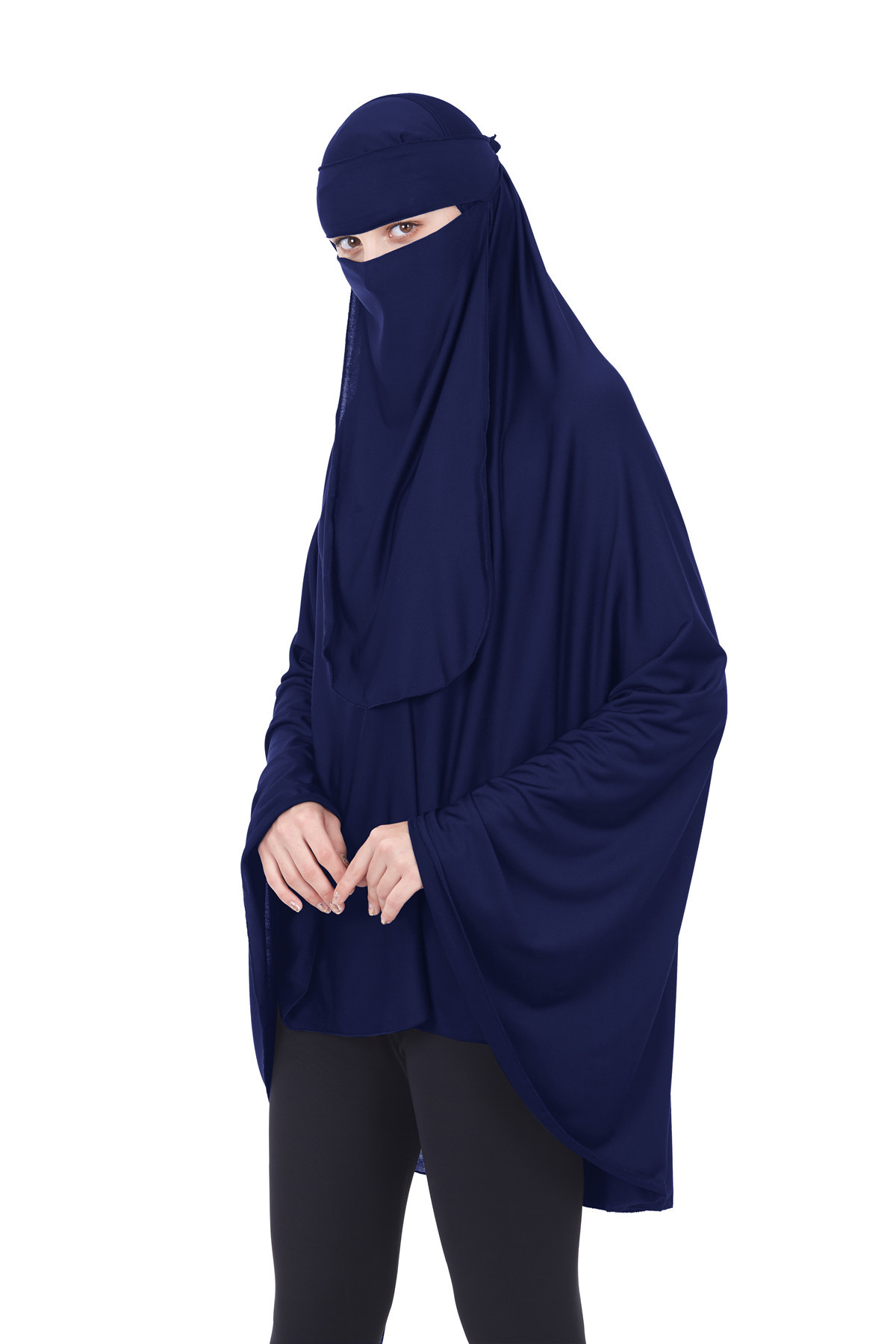 2021伊斯兰服装高品质穆斯林面纱头巾罩袍niqab牛奶丝两件套abaya