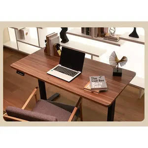 Fornitori motorizzato in legno elettrico sit up desk marrone regolare l'altezza tavolo da gioco per laptop tavolo da lavoro regolabile con struttura in metallo
