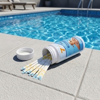 Accessoires pour piscine et spa : Kit pH 7-en-1 avec détection du chlore total, précision du pH 1, bandelettes 80x5mm