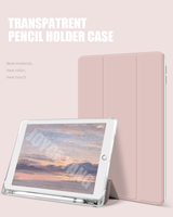 Étui transparent avec porte-crayon en TPU et en cuir PU pour iPad 10.2 2019 pour iPad 7 7ème génération